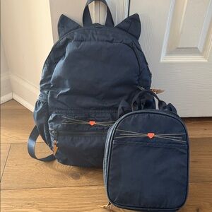 J. Crew Dark Blue Cat Ear Kids Backpack Duo